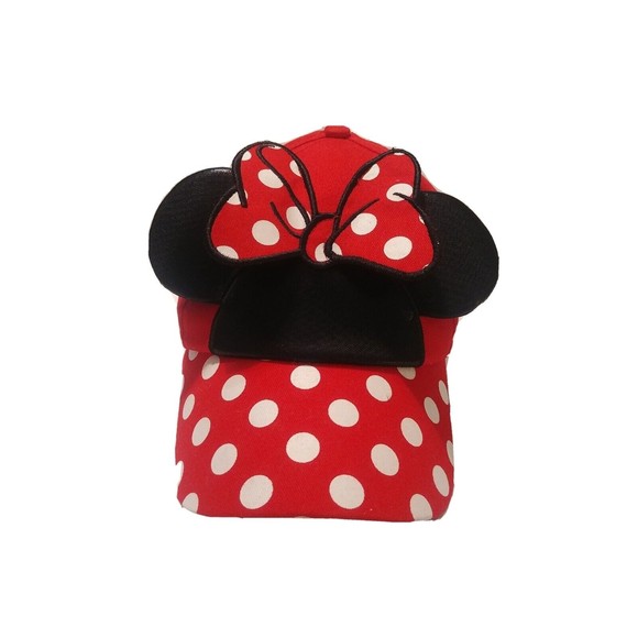 Disney Other - Disney Minnie Mouse Ears Hat Cap‎ Bow Youth Poka-Dot Adjustable